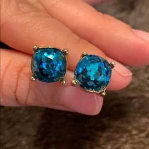 Kate Spade Peacock Blue Glitter Gumdrop Earrings